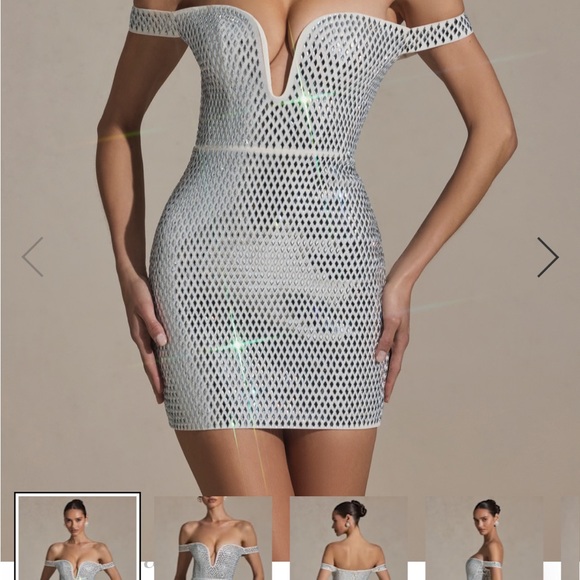 Oh Polly Strapless White Mesh Sparkly Dress - Picture 2 of 3